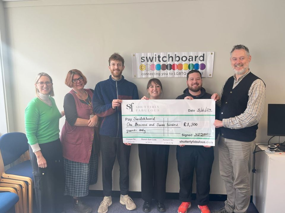 Shutterly Fabulous donates £1,700 to crowdfunder to secure the future of Brighton & Hove LGBT+ Switchboard