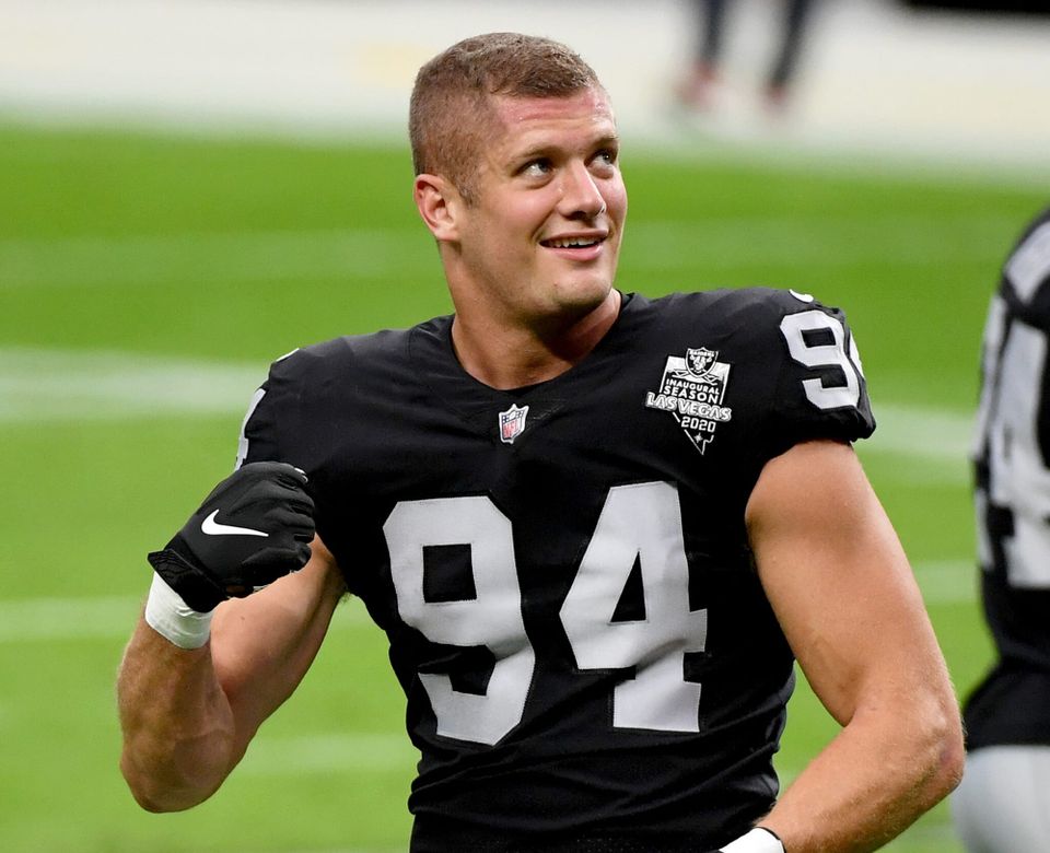 Carl Nassib, the first openly gay, active American football player, reveals how losing his gay uncle gave him the strength to come out publicly