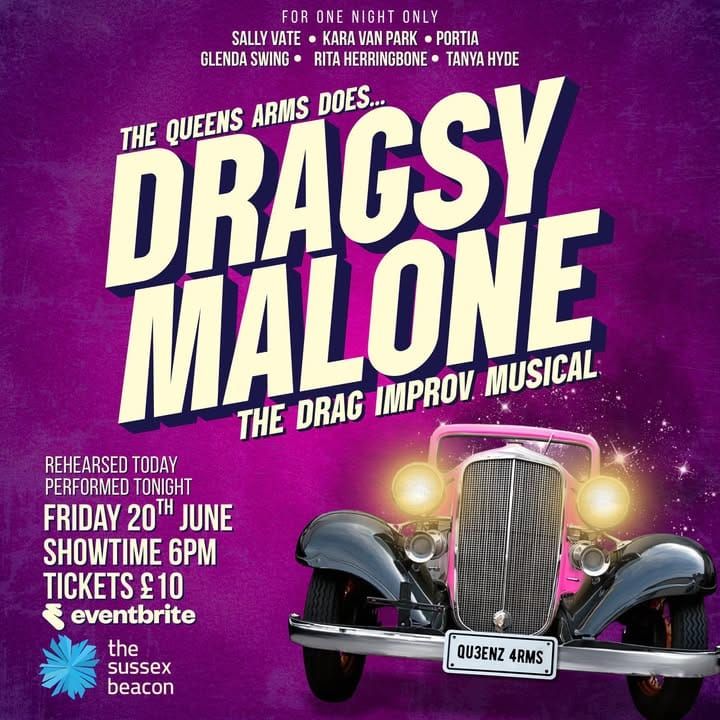 Queens Arms Brighton to raise funds for Sussex Beacon with drag improv musical ‘Dragsy Malone’ featuring stars of cabaret scene