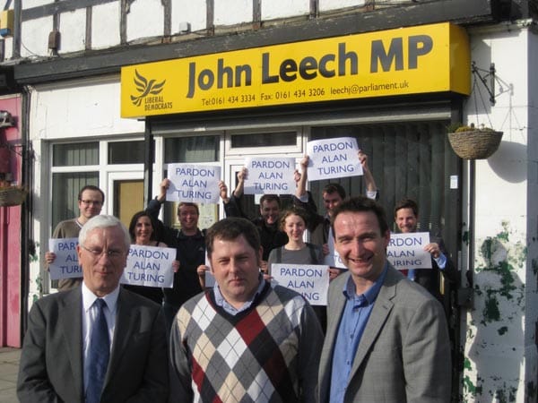 John Leech MP, Lord Sharkey and William Jones who started the “Pardon Alan Turing” e-petition