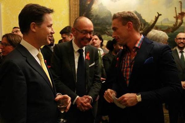 Deputy Prime Minister Nick Clegg with THT acting CEO Paul Ward and Dr Christian Jessen