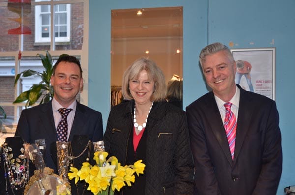 Simon Dowe, Home Secretary Theresa May and Simon Kirby MP