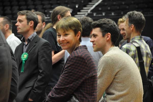 Caroline Lucas MP pays a visit to the count