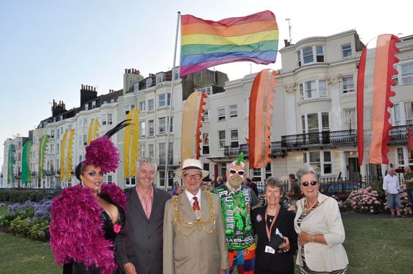 Pride 2014: The Mayor of Brighton & Hove raises the Rainbow Flag.