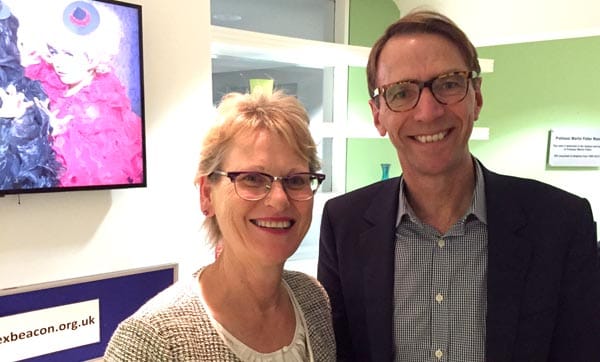  Lynette Lowndes, Chair of the Board of Trustees for The Sussex Beacon with Dr David Asboe, consultant in HIV Medicine and sexual health at Chelsea and Westminster Hospital, London.