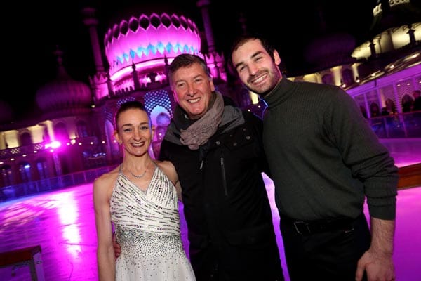 Skaters Zoe Wilkinson and Christopher Boyadji with Robin Cousins (centre): Photograph by Sam Stephenson
