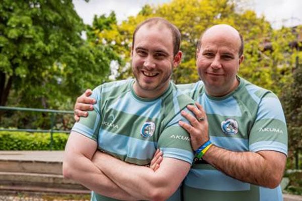 Alex Causton-Ronaldson and his rugby team-mate, Damian