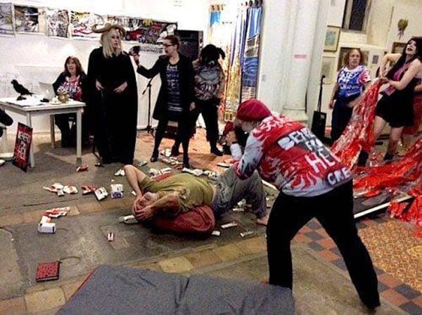 Photo by Alan Brooksby, the Faust cast in action at the launch of Dandifest, April 2017.