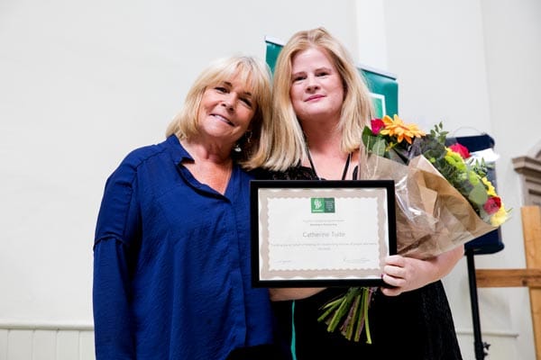Linda Robson with award winning staff member Catherine.