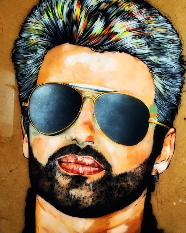 George Michael painted by Lez Ingham