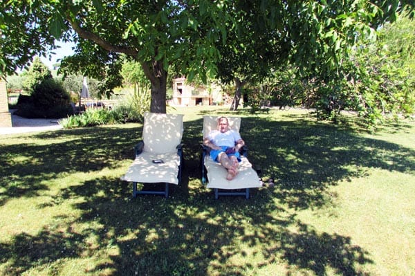 Mike relaxes in the garden