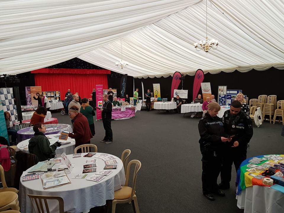 Volunteer Fair in Phil Starr Pavilion at 2017 B RIGHT ON LGBT Community Festival