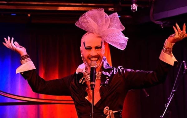 Cabaret queen Paulus compères the Link Stage during Proud Eden