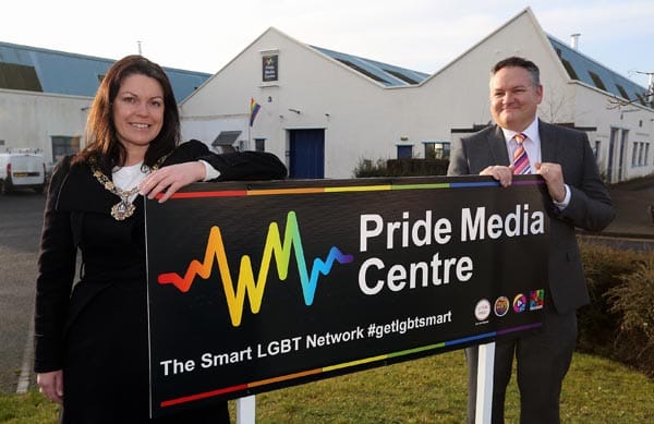 Mayor of Gateshead, Cllr Jill Green and Jonathan Morrell of Pride Community Network