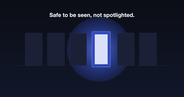 A single lit doorway in a row of closed, unlit doors, representing being seen without being spotlighted.