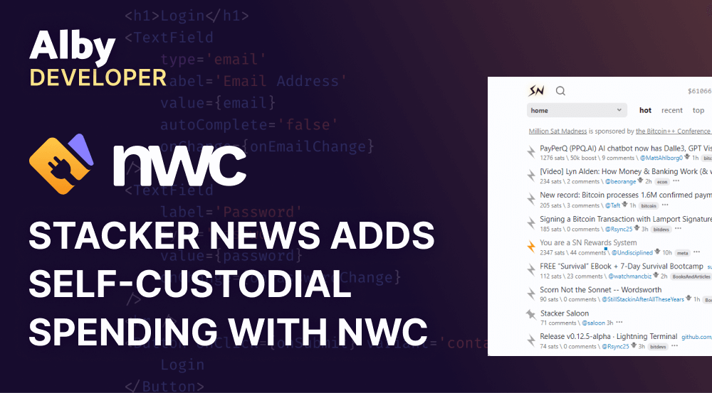 Stacker News adds Self-custodial Spending with NWC