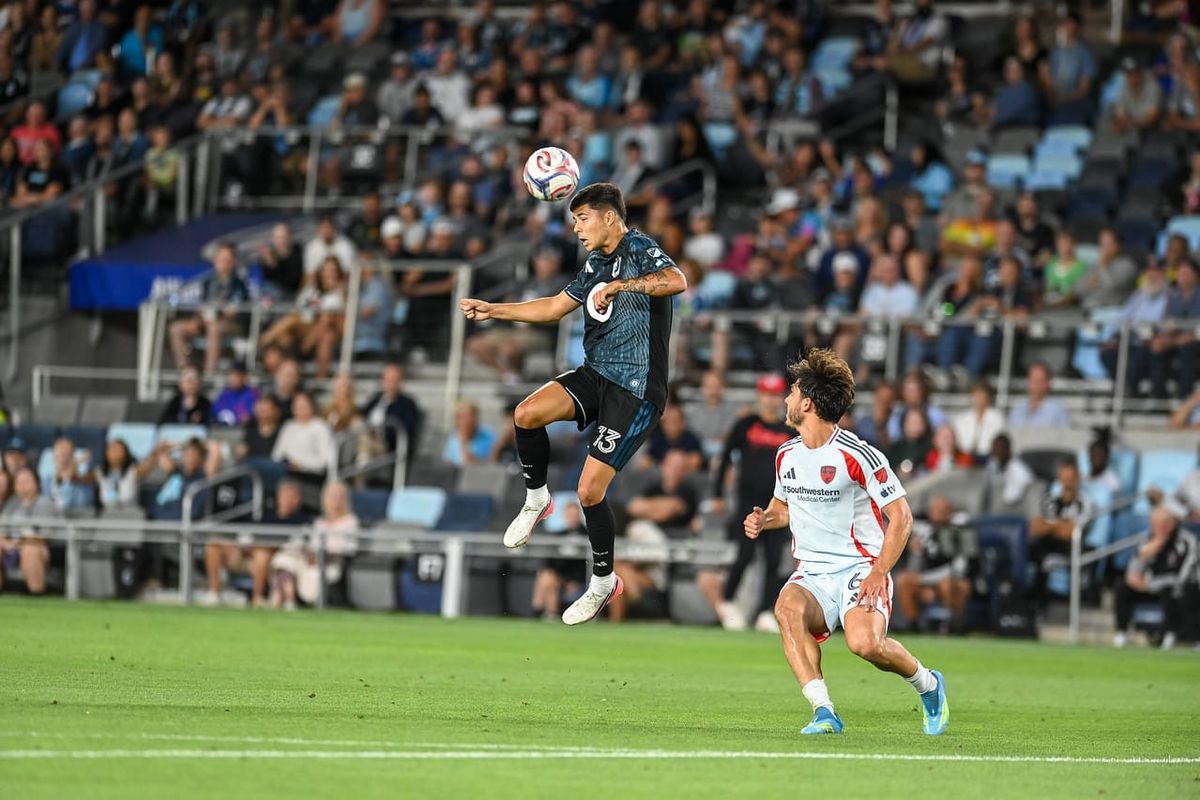 Anthony Markanich, showing off his prowess heading the ball. Image credit: Daniel Mick