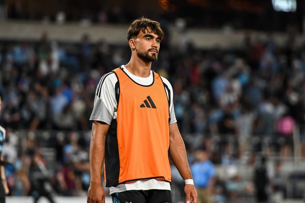 MNUFC striker Marcus Caldeira, shown here warming up as a substitute against San Diego FC.