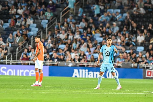Houston Dynamo striker Nick Markanich, left, and his twin brother Anthony, a Minnesota United defender. Image credit: Dan Mick