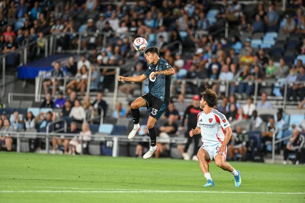 Anthony Markanich, showing off his prowess heading the ball. Image credit: Daniel Mick