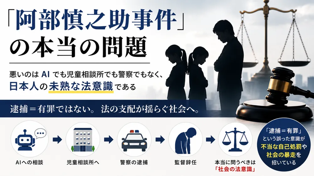 Coffee Break☕　「阿部慎之助事件」の本当の問題――悪いのはAIでも児童相談所でも警察でもなく、日本人の未熟な法意識である