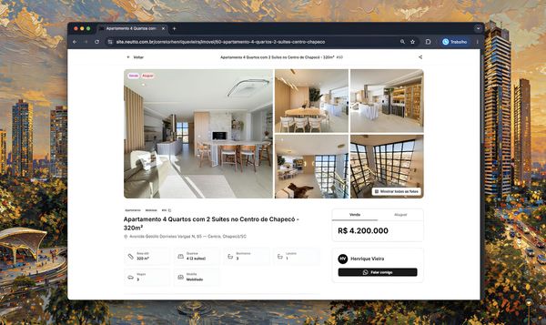 Ficha de imóvel do site do corretor de imóveis