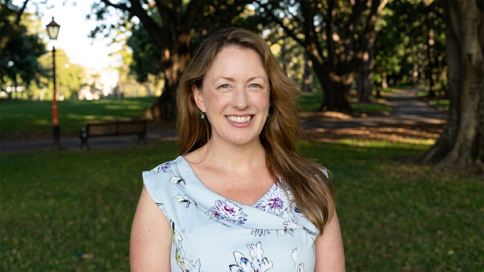 Greens MLC Abigail Boyd smiling in a park