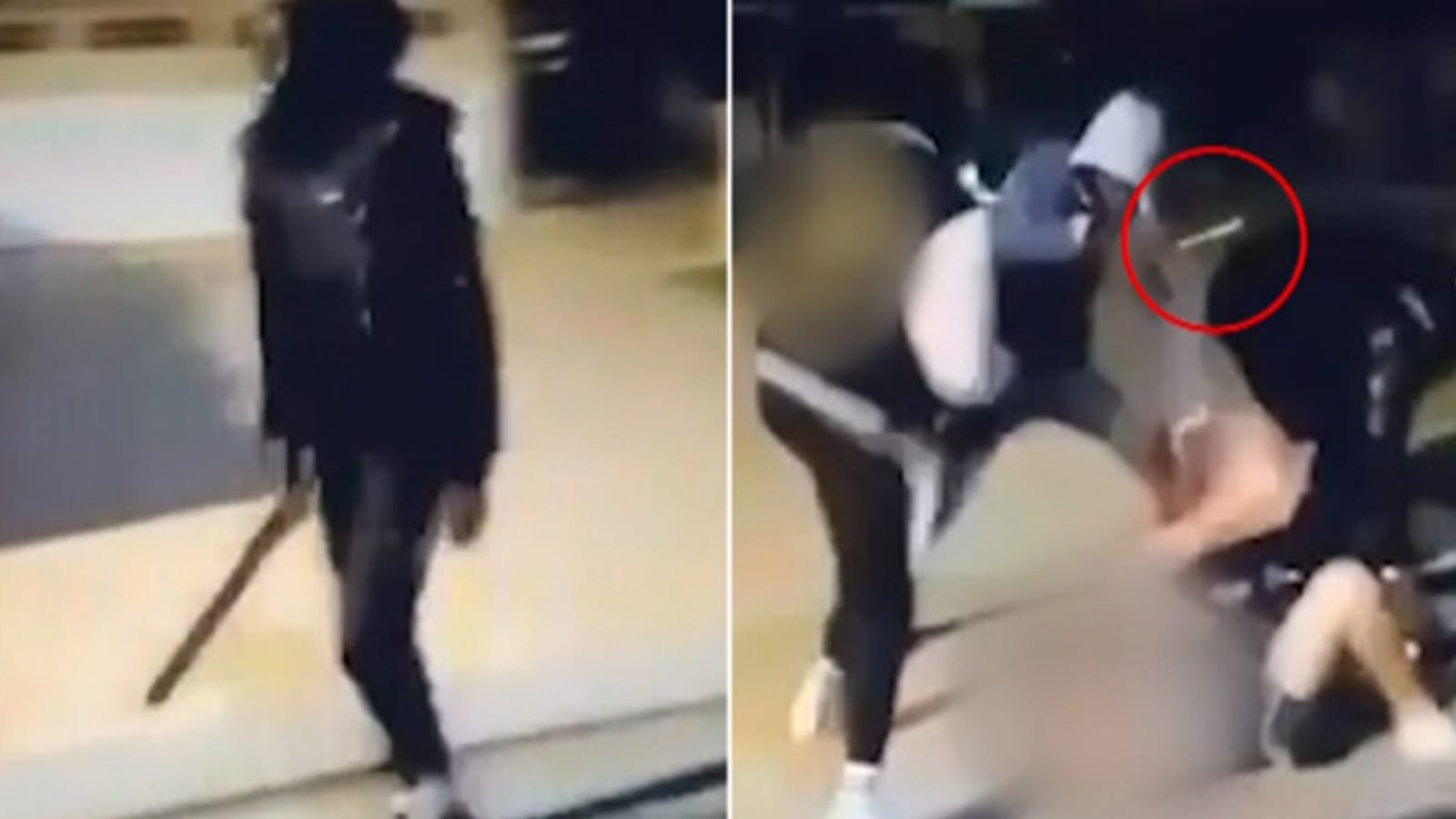 Stills of machete wielding attackers from the Mindarie party footage