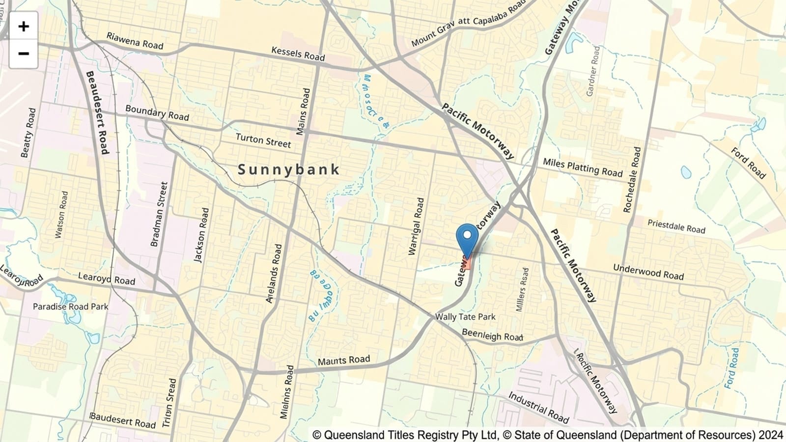Map showing the Brisbane Islamic Centre site marked with a pin on Underwood Road, Eight Mile Plains