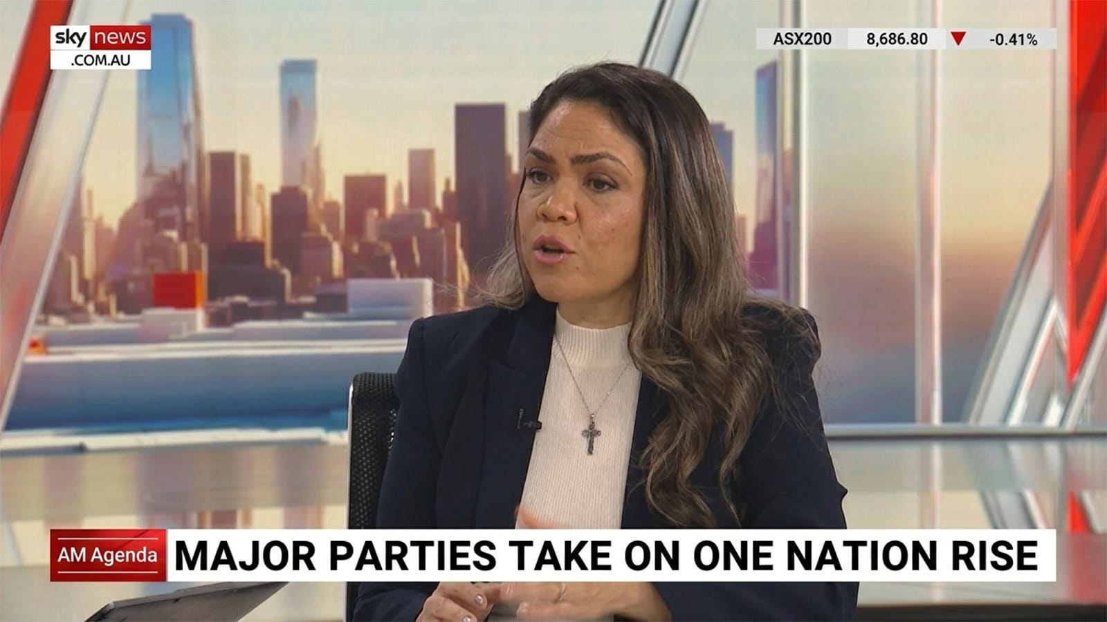Jacinta Nampijinpa Price speaking during a Sky News interview