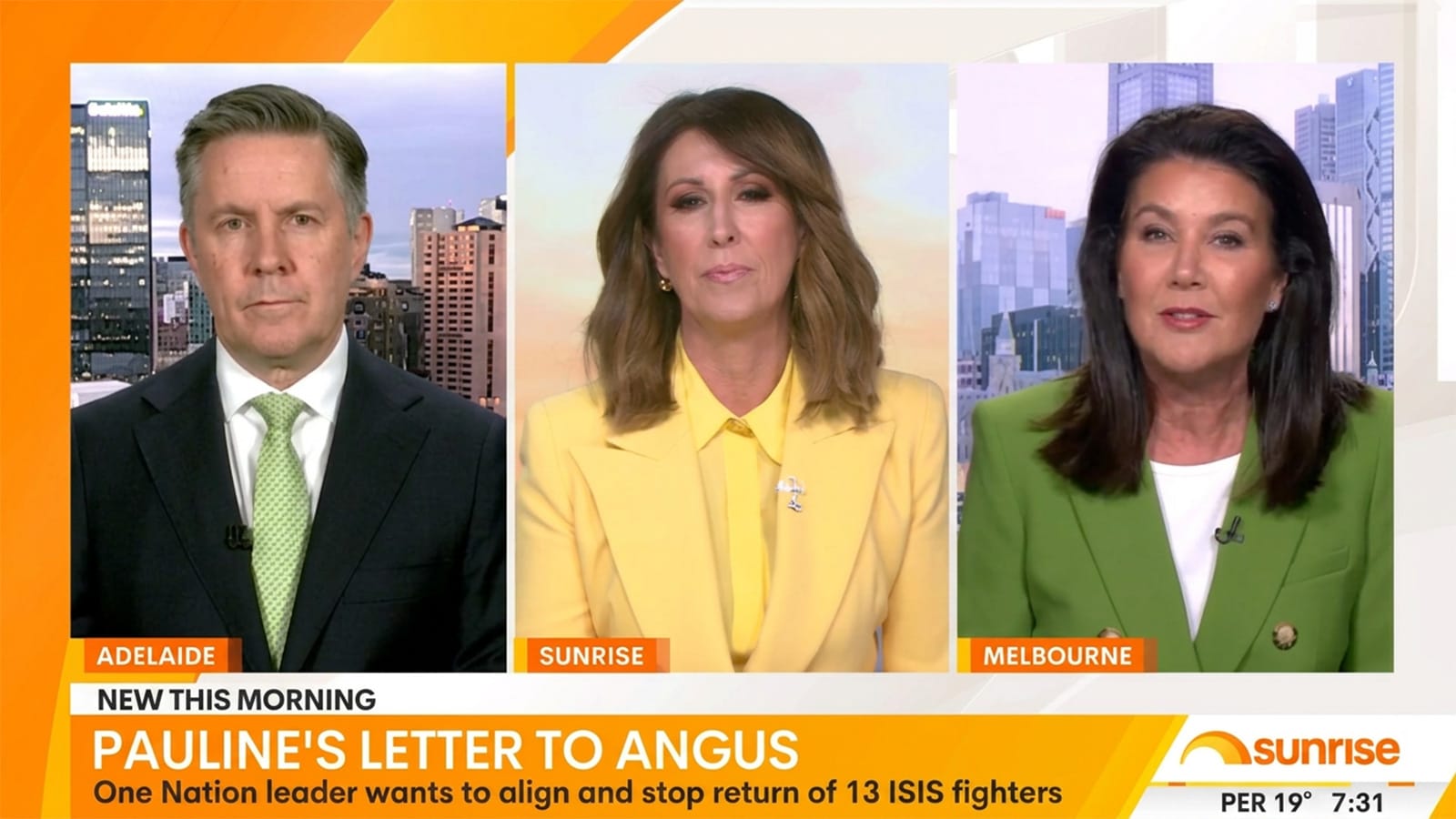 Jane Hume and Mark Butler on Sunrise with Natalie Barr