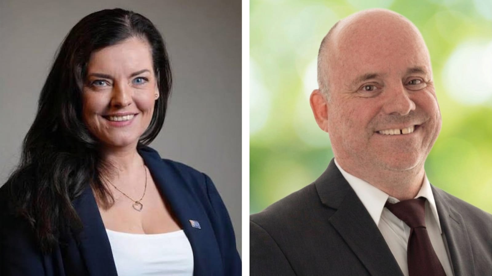Rikkie-Lee Tyrrell and Darren Hercus in side by side portraits