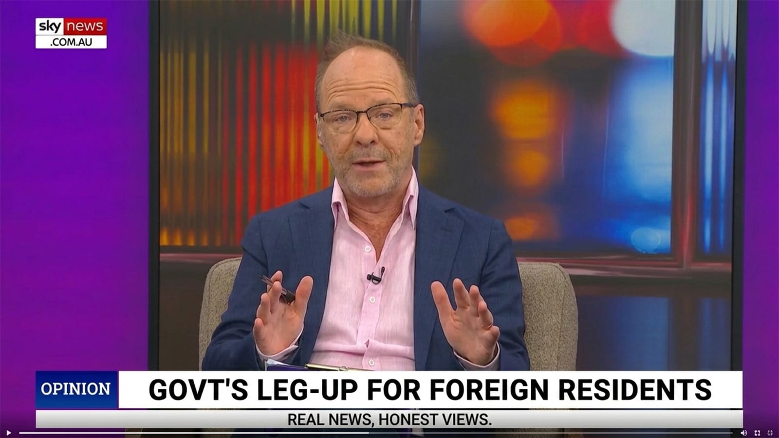 Sky News host James Macpherson during an opinion segment on housing ads