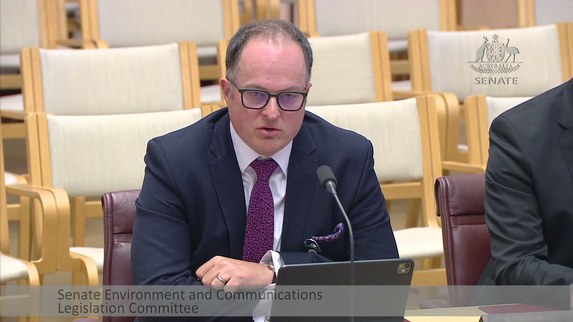 David Mackay giving evidence at the Senate gambling advertising hearing