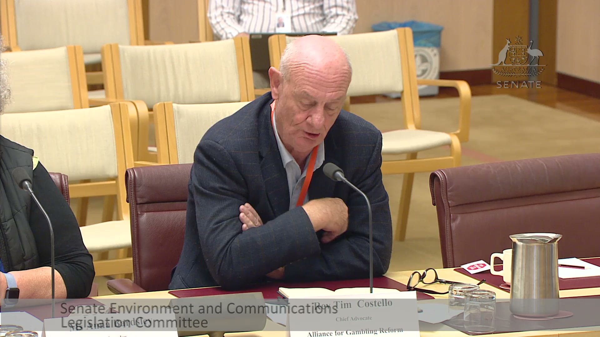 Tim Costello giving evidence to the Senate gambling advertising inquiry