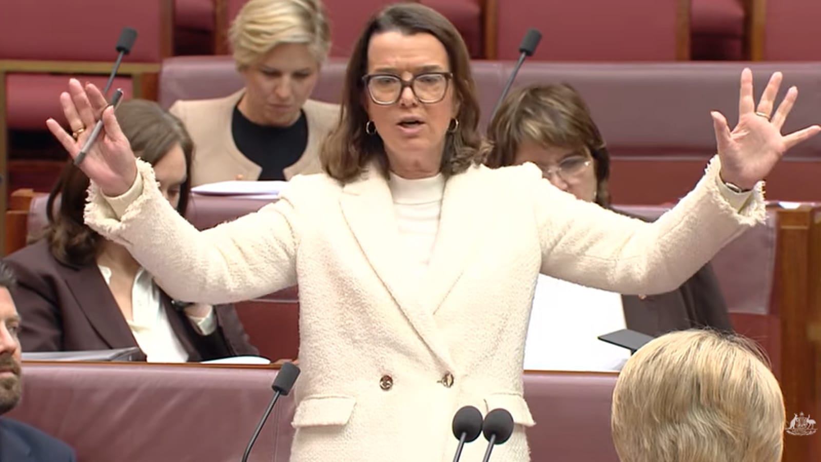 Anne Ruston speaking in the Senate chamber during the widow tax debate