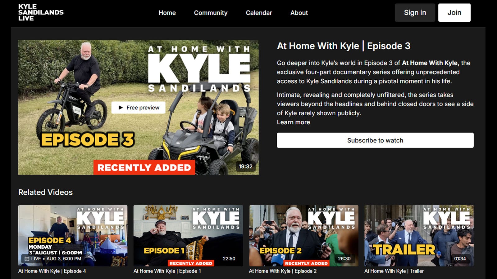 Promotional artwork for the documentary series At Home With Kyle Sandilands.