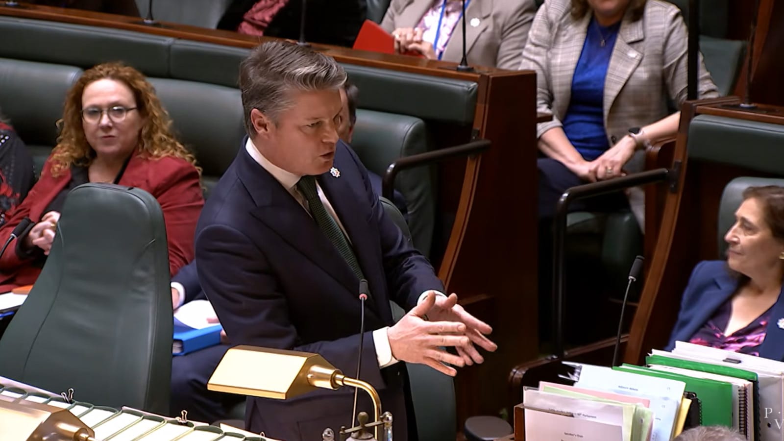 Ben Carroll speaking at the despatch box during question time