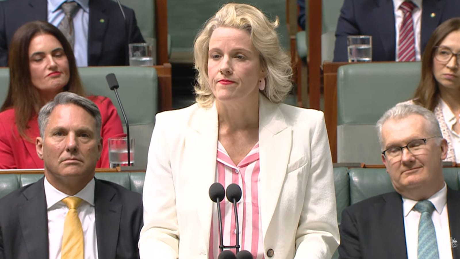 Clare O'Neil speaking at the despatch box in the House of Representatives