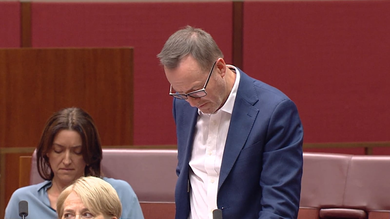 David Shoebridge standing to speak in the Senate chamber