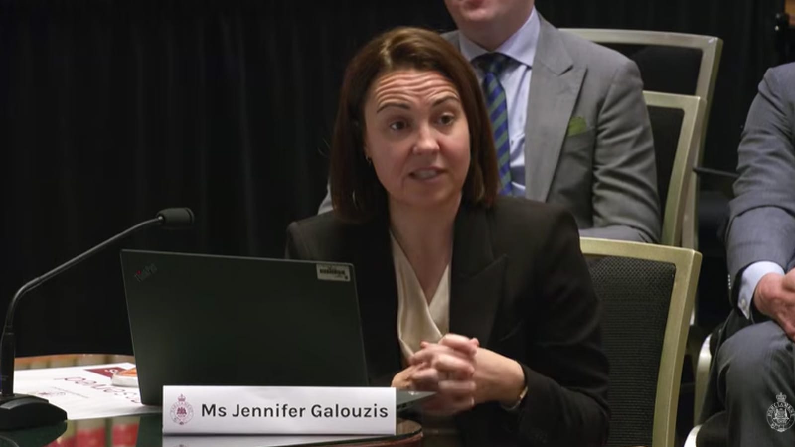 Corrective Services Deputy Commissioner Jennifer Galouzis giving evidence at a committee hearing