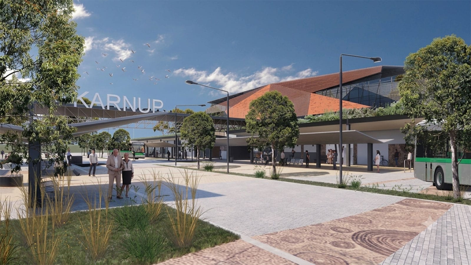 Artist's impression of the proposed Karnup train station platform and canopy