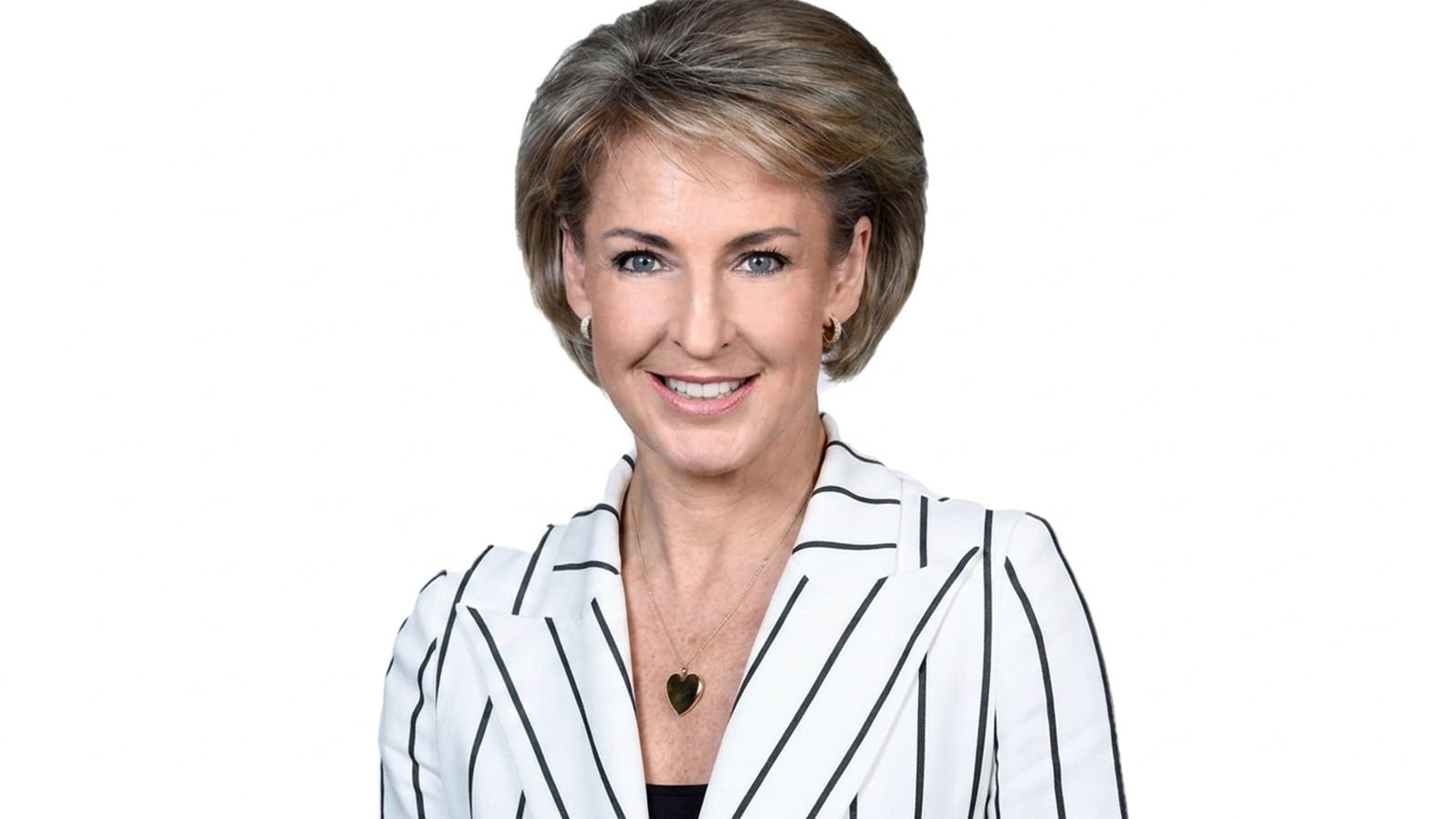Michaelia Cash in a striped blazer against a plain white background