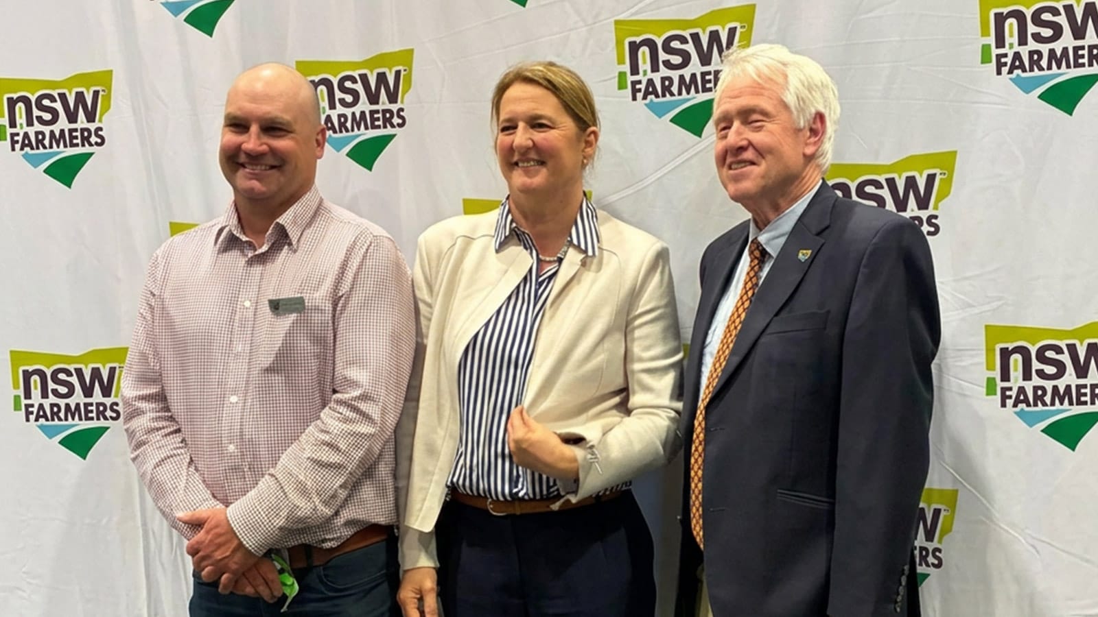 Justin Everitt, Rebecca Reardon and Xavier Martin at an NSW Farmers event