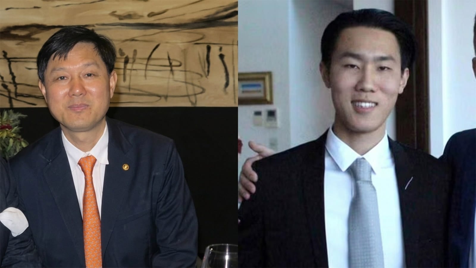 Portraits of Phillip Dong Fang Lee and his son Felix Lee side by side