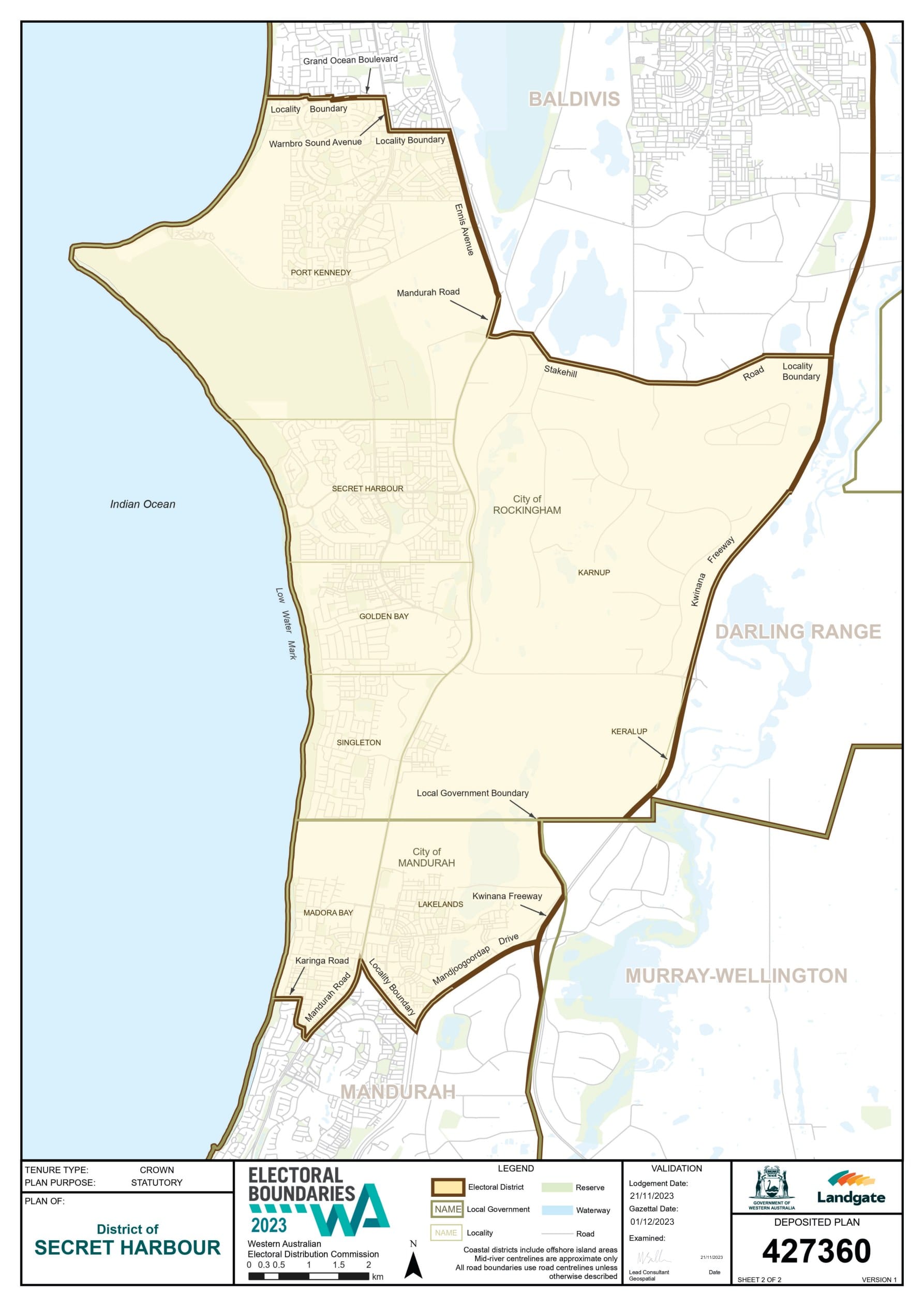 Official electoral boundary plan for the District of Secret Harbour