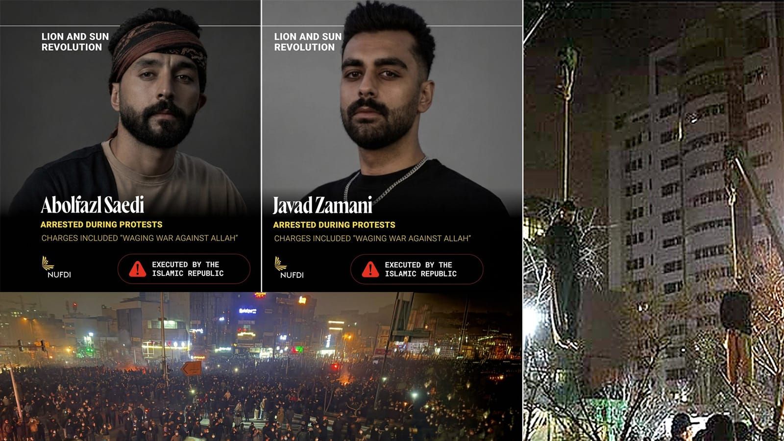 Iran hangs two January protesters as World Cup fans protest and Trump finalises his Iran deal