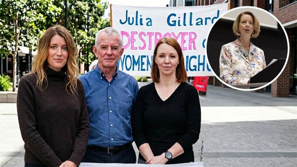 Sall Grover and Malcolm Roberts headline Brisbane's rally to fix Julia Gillard's sex law