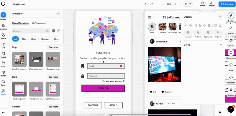 typography edits in uizard