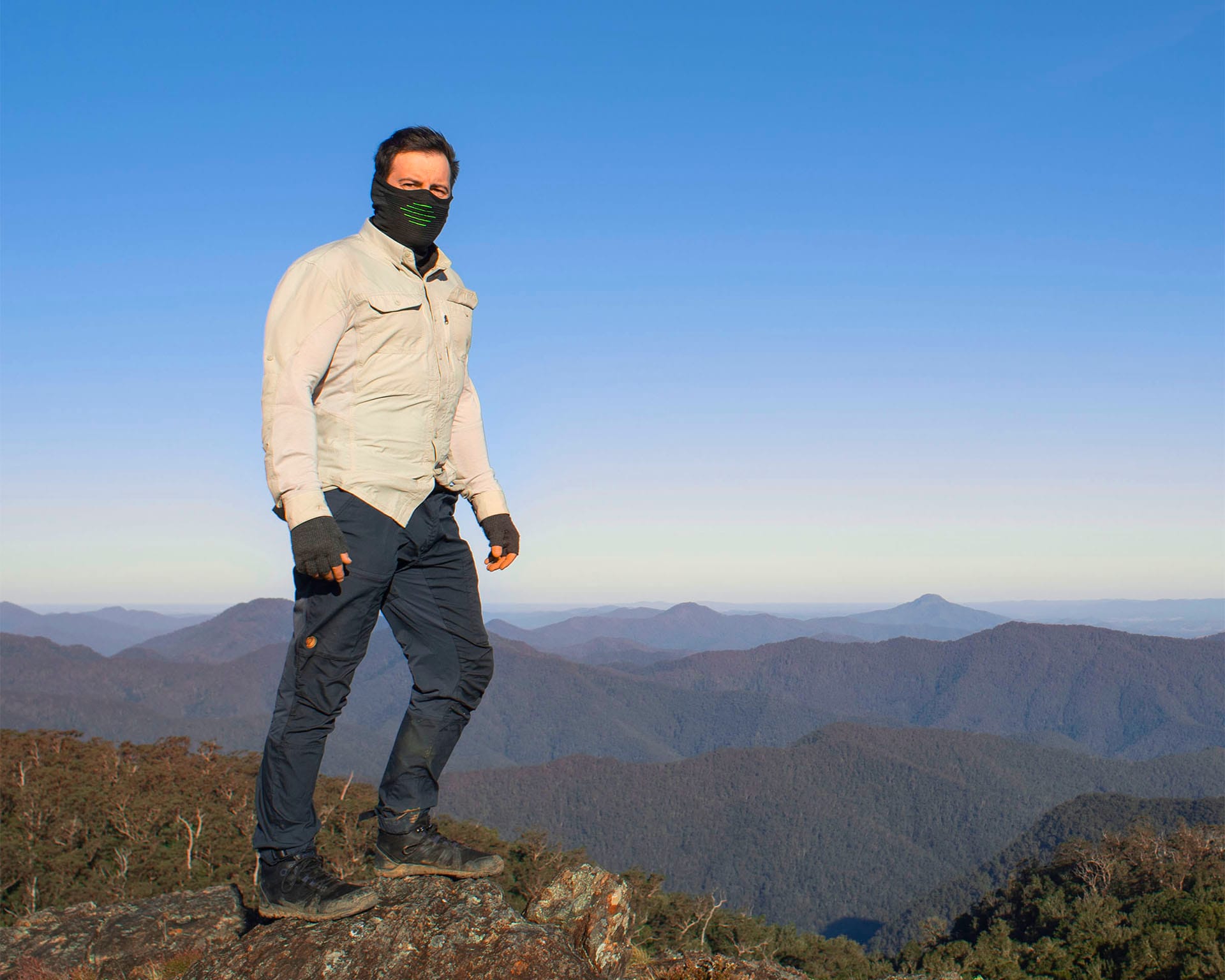 Self portrait, hiking on top of New England range in winter